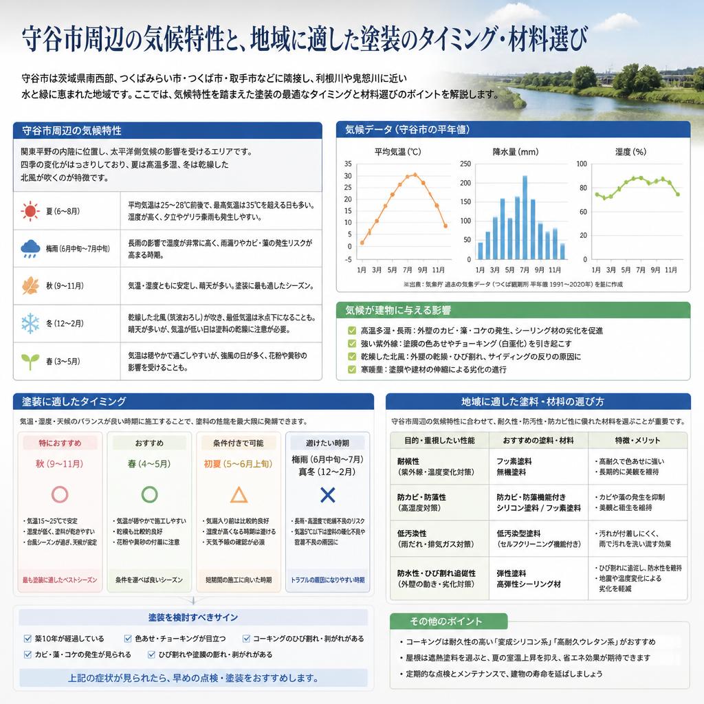 守谷市の気候と塗装の関係